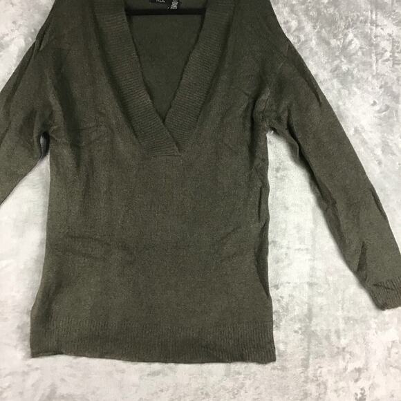 RDI Womens XS Tunic Sweater Dark Green V Neck Oversized Solid Stretch NWOT - Picture 7 of 13